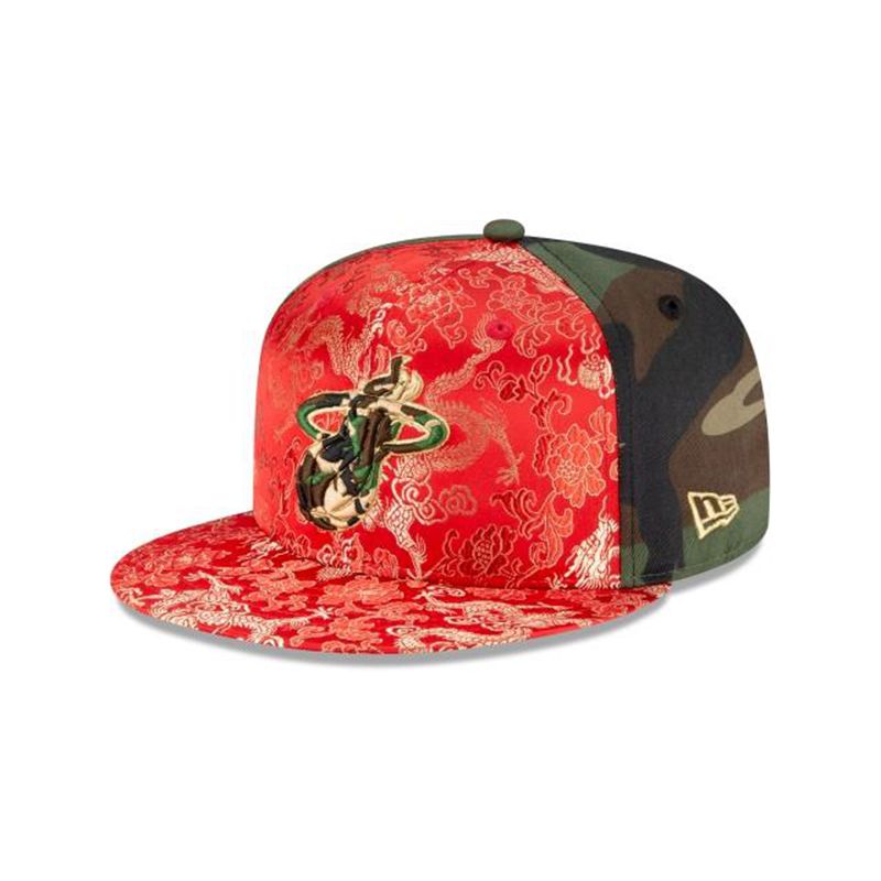 NBA Miami Heat Dragon Satin 59Fifty Fitted (WFZ0686) - Green New Era Caps